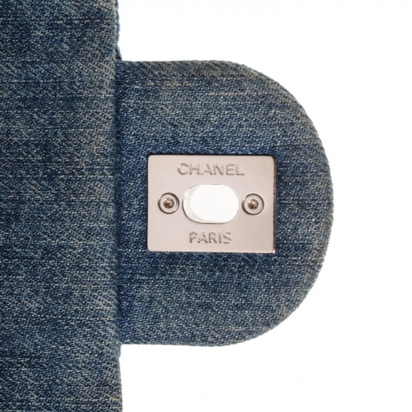 CHANEL  Denim Camellia Embroidered Flap Dark Blue - Picture 8 of 8